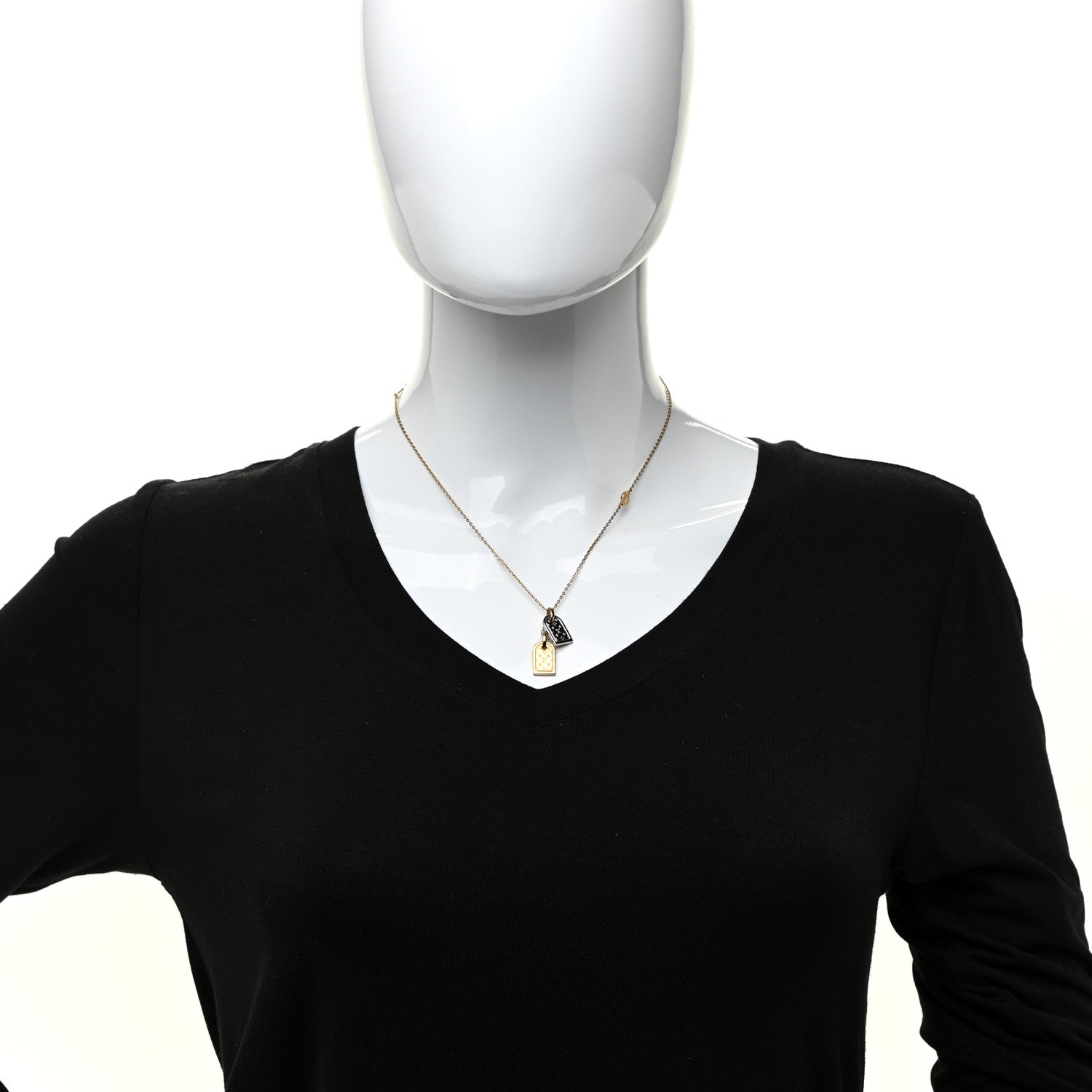 Louis Vuitton Nanogram Name Tag Necklace Gold 2 of 7