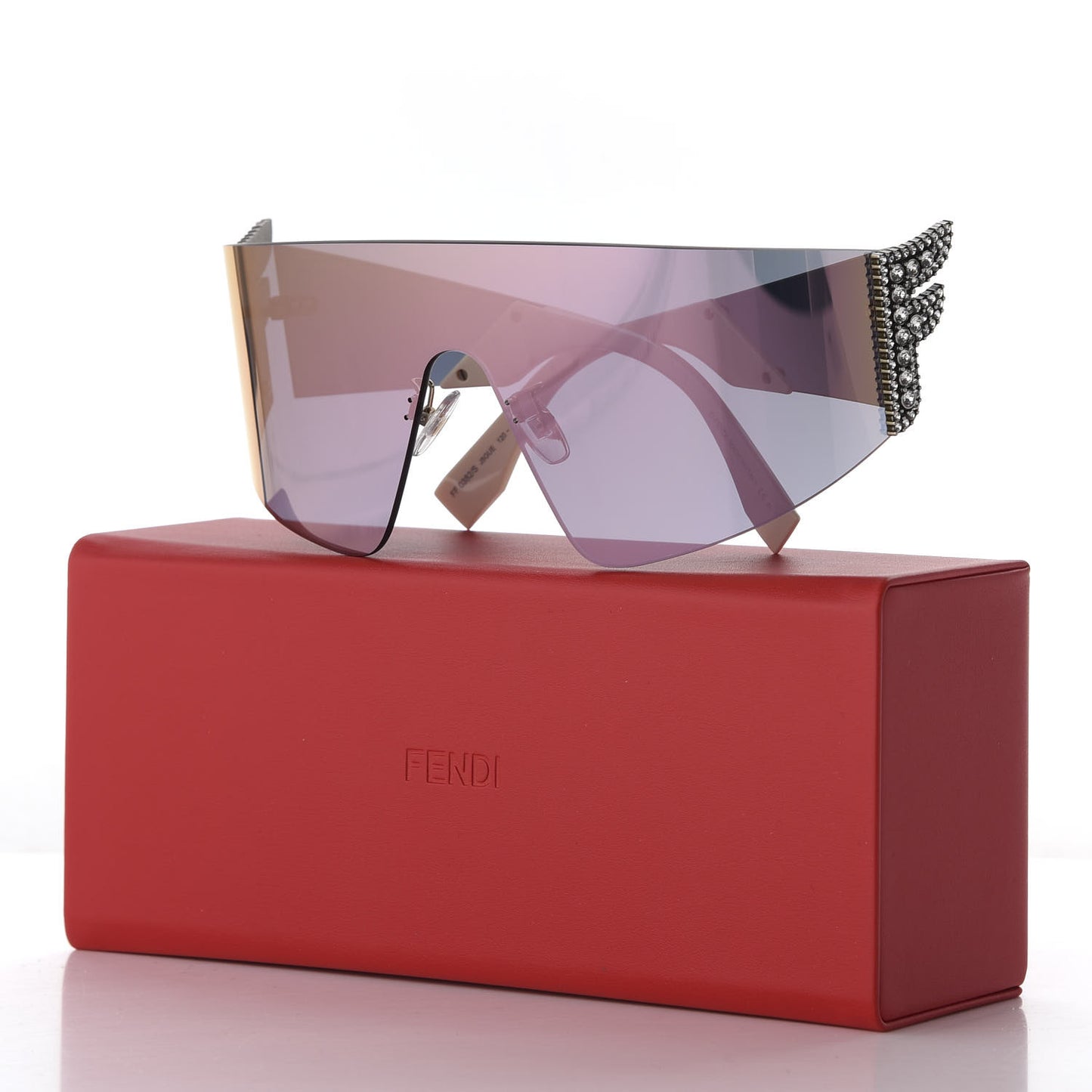 Mirrored Crystal Embellished FFreedom Shield Sunglasses FF 0382/S Pink