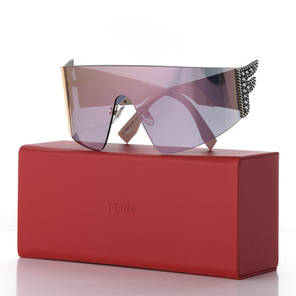 Fendi Mirrored Crystal Embellished FFreedom Shield Sunglasses FF 0382/S Pink 9 of 9