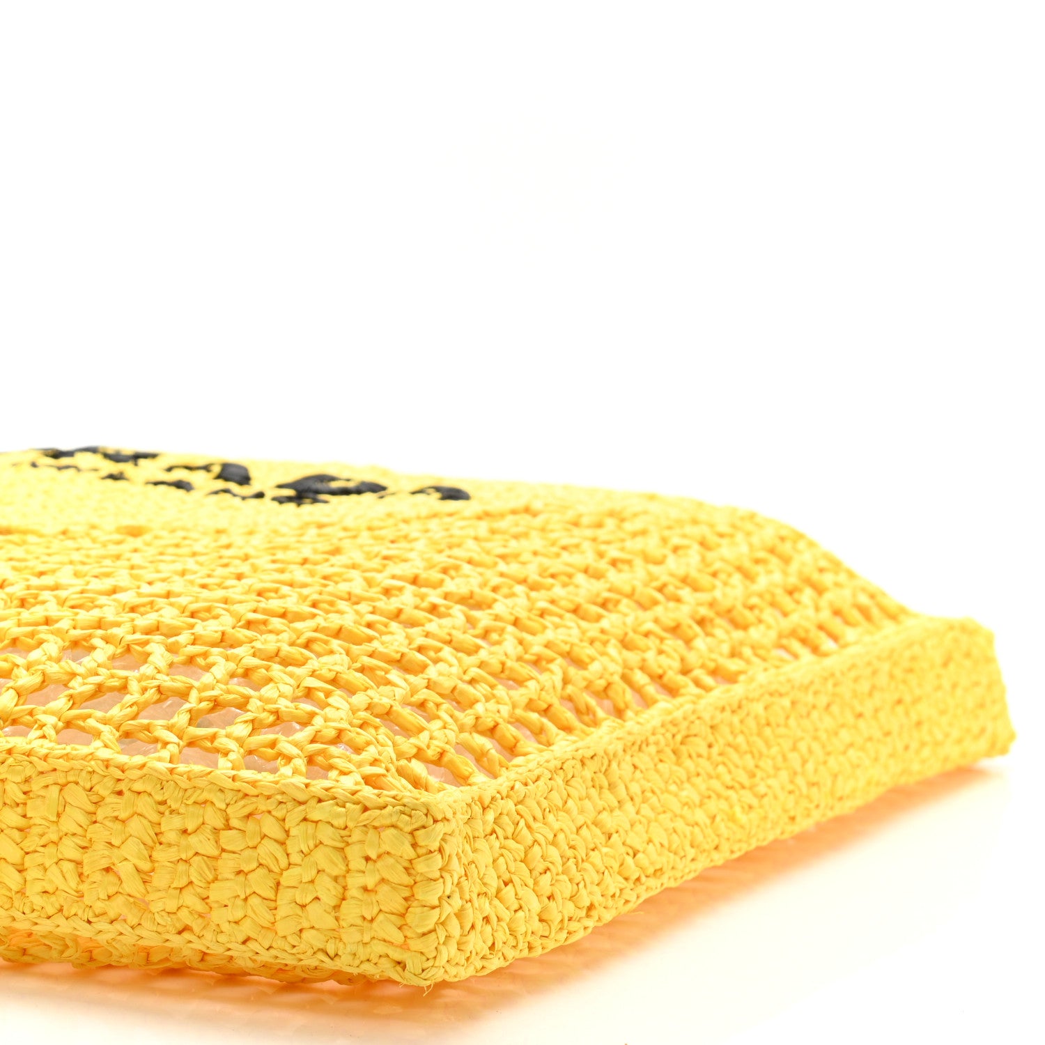 Prada Yarn Raffia Effect Crochet Logo Embroidered Tote Bag Giallo 15 of 17