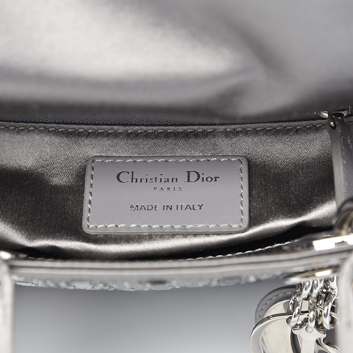 Christian Dior Satin Crystal Cannage Mini Lady Dior Gray 6 of 11