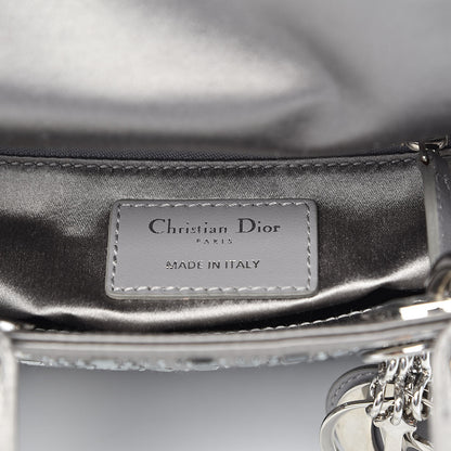 Christian Dior Satin Crystal Cannage Mini Lady Dior Gray 6 of 11