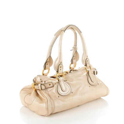 Chloe Metallic Calfskin Medium Paddington Satchel Beige 3 of 8