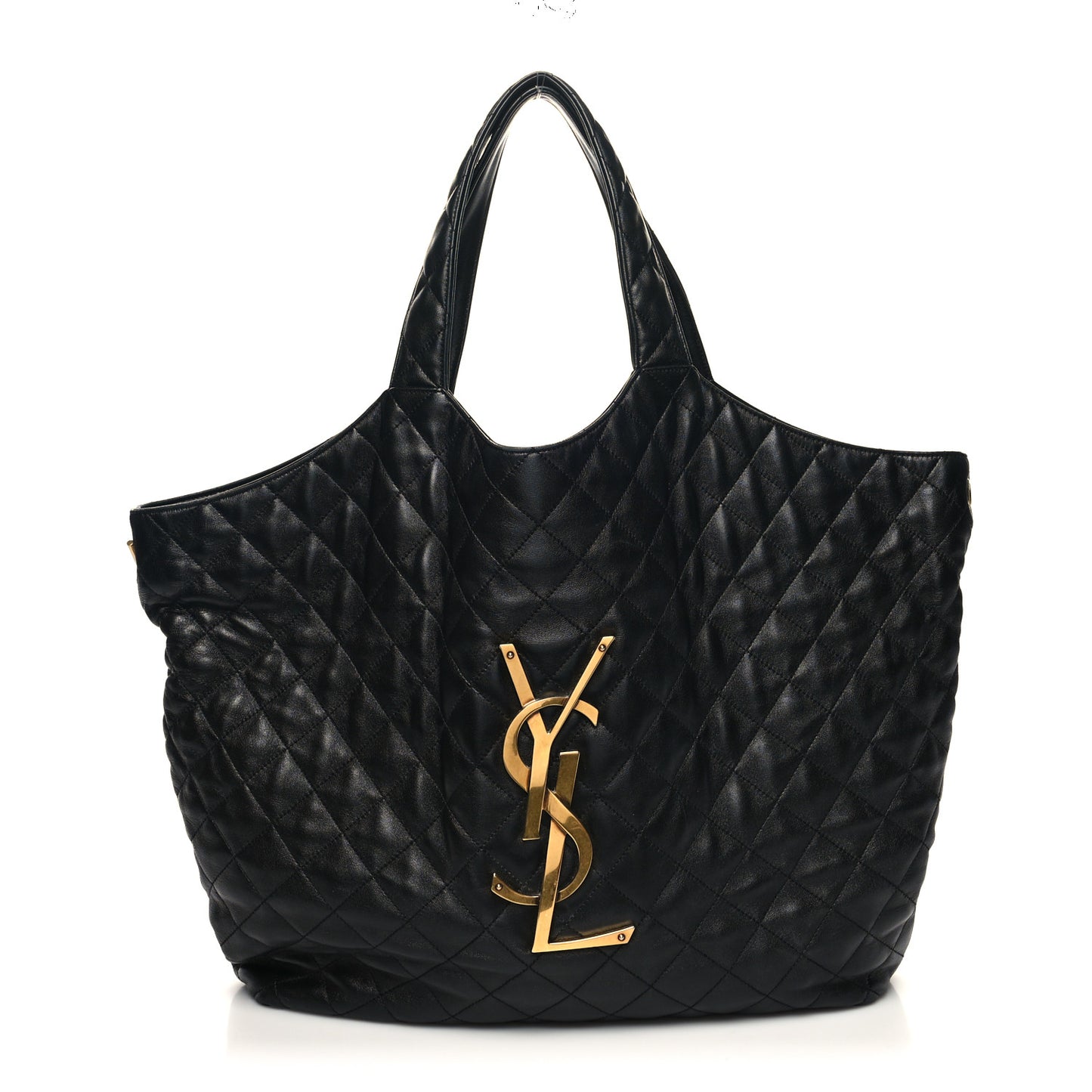 Lambskin Quilted Maxi Icare Shopping Tote Black
