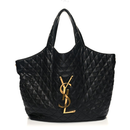 Saint Laurent Lambskin Quilted Maxi Icare Shopping Tote Black 3 of 13