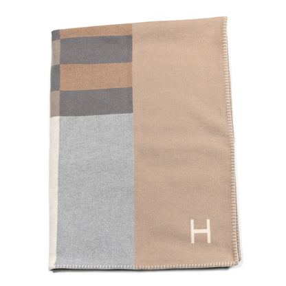 Hermes Wool Cashmere H Casaque Blanket Sable Ecru 1 of 3