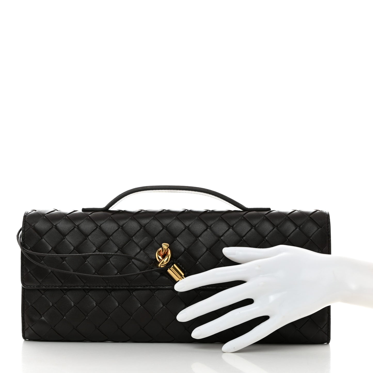 Nappa Intrecciato Long Andiamo Top Handle Clutch Fondant