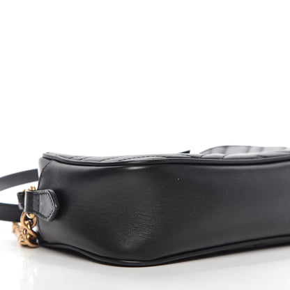 Gucci Calfskin Matelasse Small GG Marmont Chain Shoulder Bag Black 6 of 10