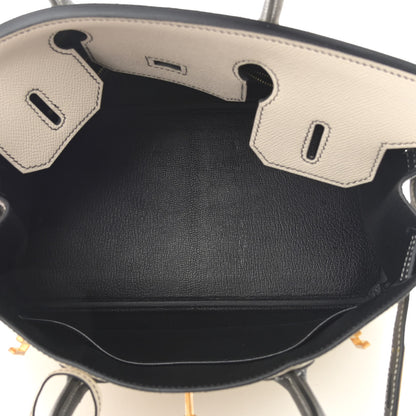 Hermes Epsom Horseshoe Bi Color Birkin 30 Craie Black 5 of 13