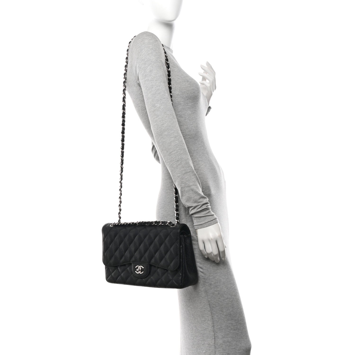 Chanel Caviar Quilted Jumbo Double Flap Black 2 of 12
