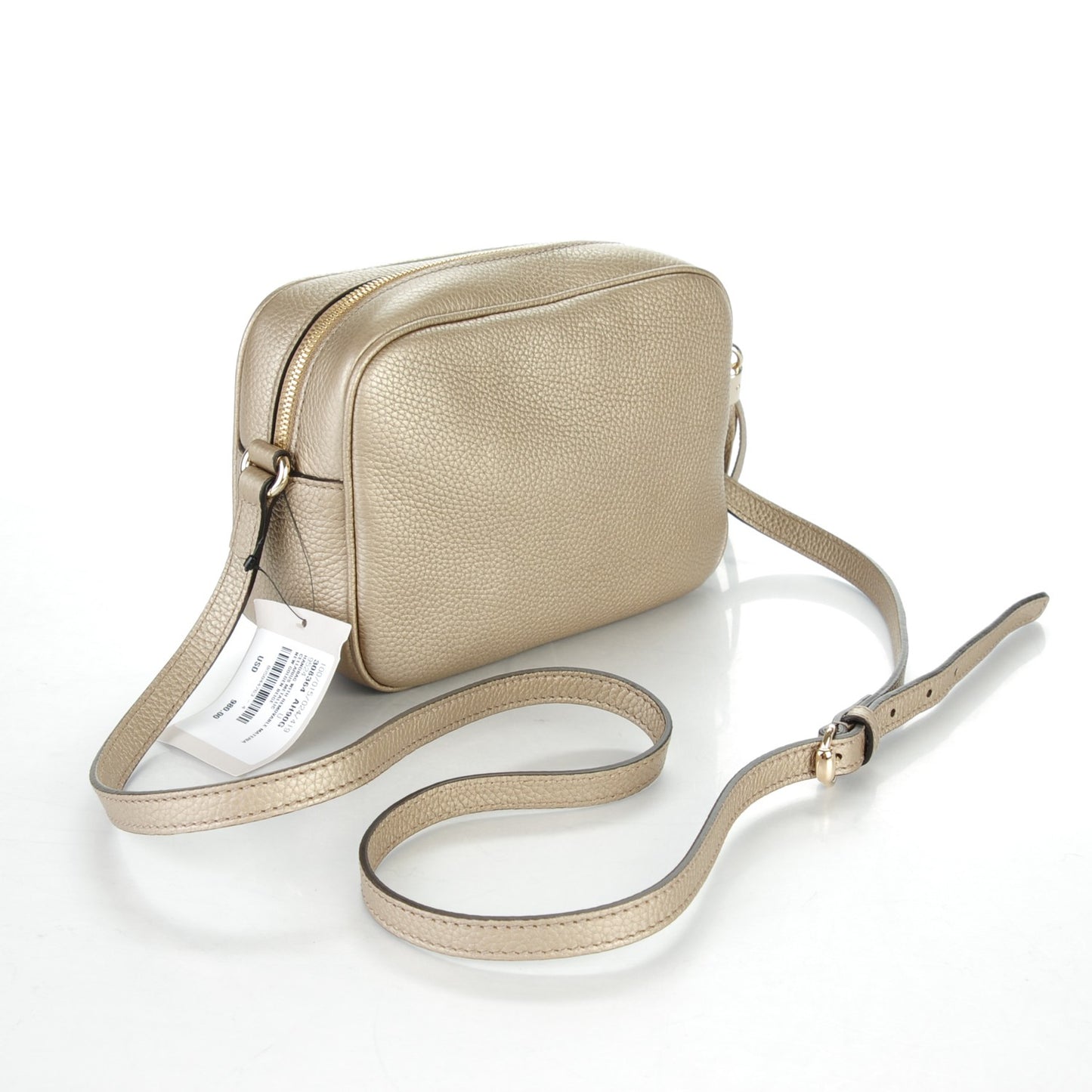 Metallic Pebbled Calfskin Small Soho Disco Bag Golden Beige