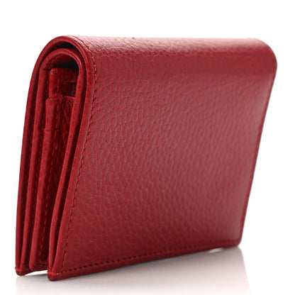 Gucci Pebbled Calfskin GG Marmont Card Case Hibiscus Red 3 of 9