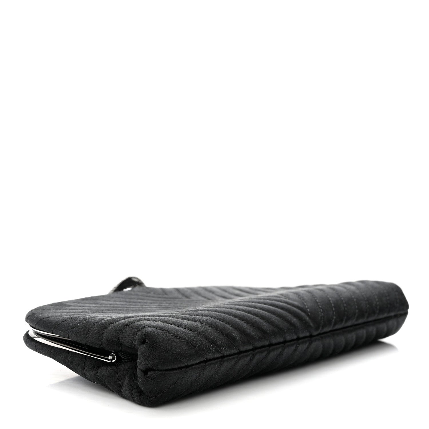 Chanel Satin Chevron Quilted Clutch Black 4 of 8