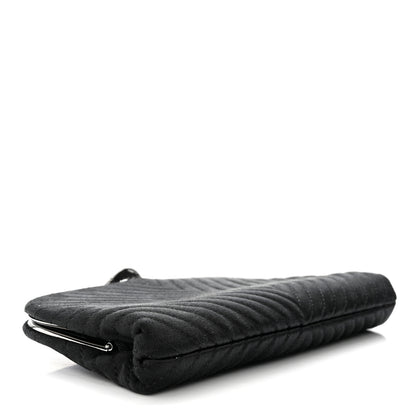 Chanel Satin Chevron Quilted Clutch Black 4 of 8