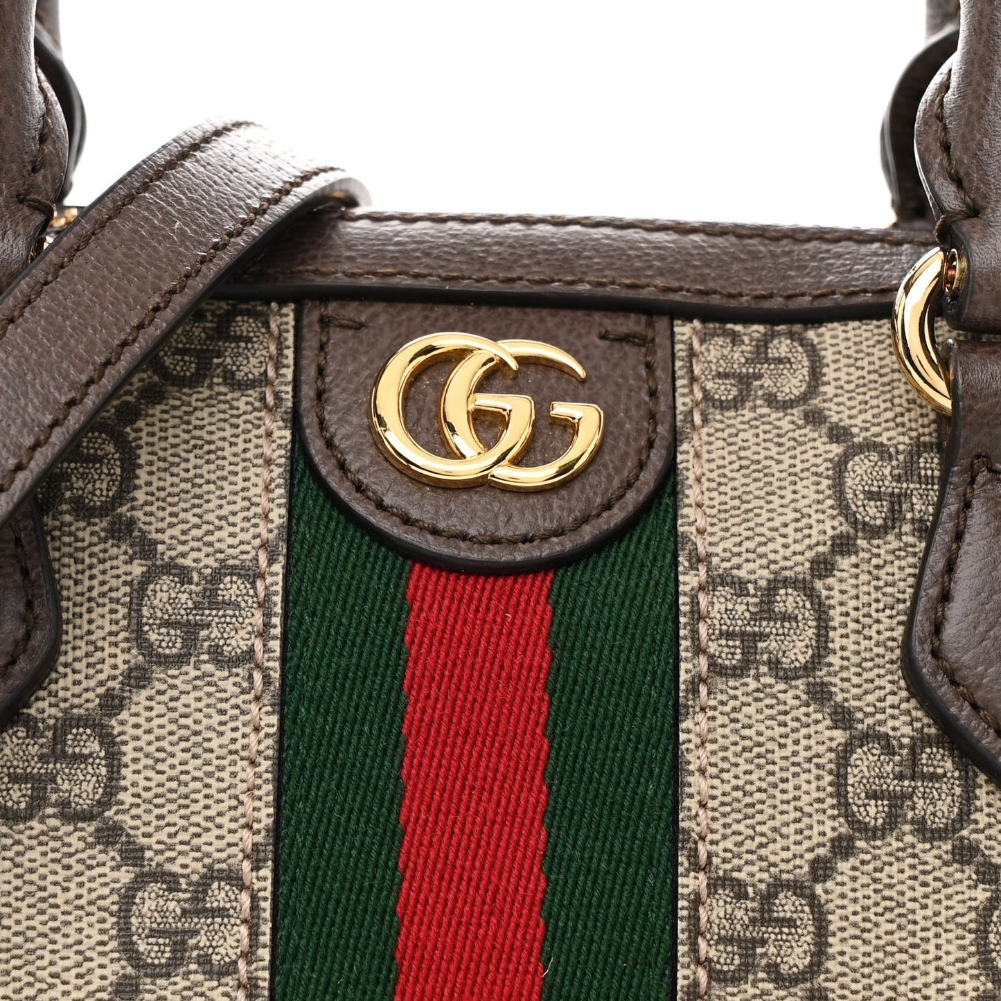 GG Supreme Monogram Web Small Ophidia Top Handle Bag Beige Ebony