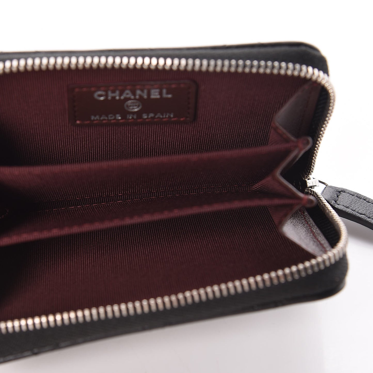 Lambskin Quilted Zip Coin Purse Black