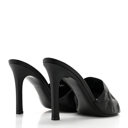 Louis Vuitton Lambskin Embossed Monogram Revival High Heel Mules 38 Black 4 of 8