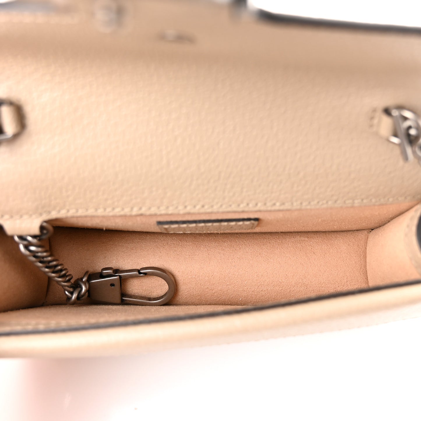 GG Supreme Monogram Textured Dollar Calfskin Super Mini Dionysus Shoulder Bag Beige Mystic White Oatmeal