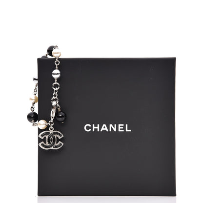Chanel Pearl Beaded CC Bracelet Black Silver 5 of 5