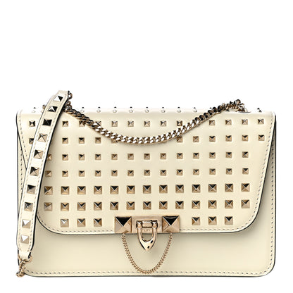 Valentino Garavani Vitello Small Rockstud All Over Demilune Shoulder Bag Light Ivory 1 of 11