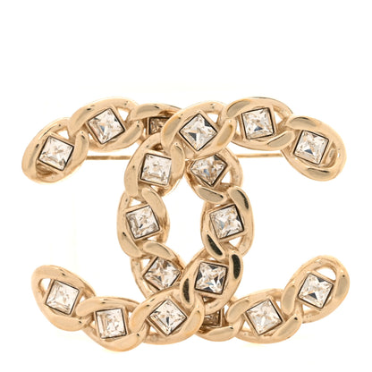 Chanel Chain Crystal CC Brooch Gold 1 of 4