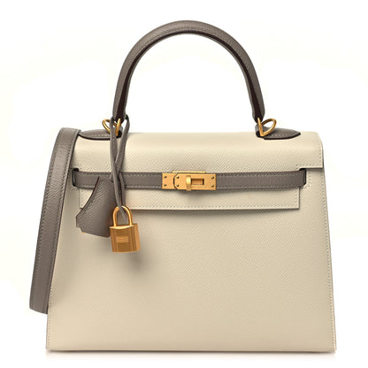 Hermes Epsom Bi-Color Horseshoe Kelly Sellier 25 Craie Gris Asphalte 1 of 9