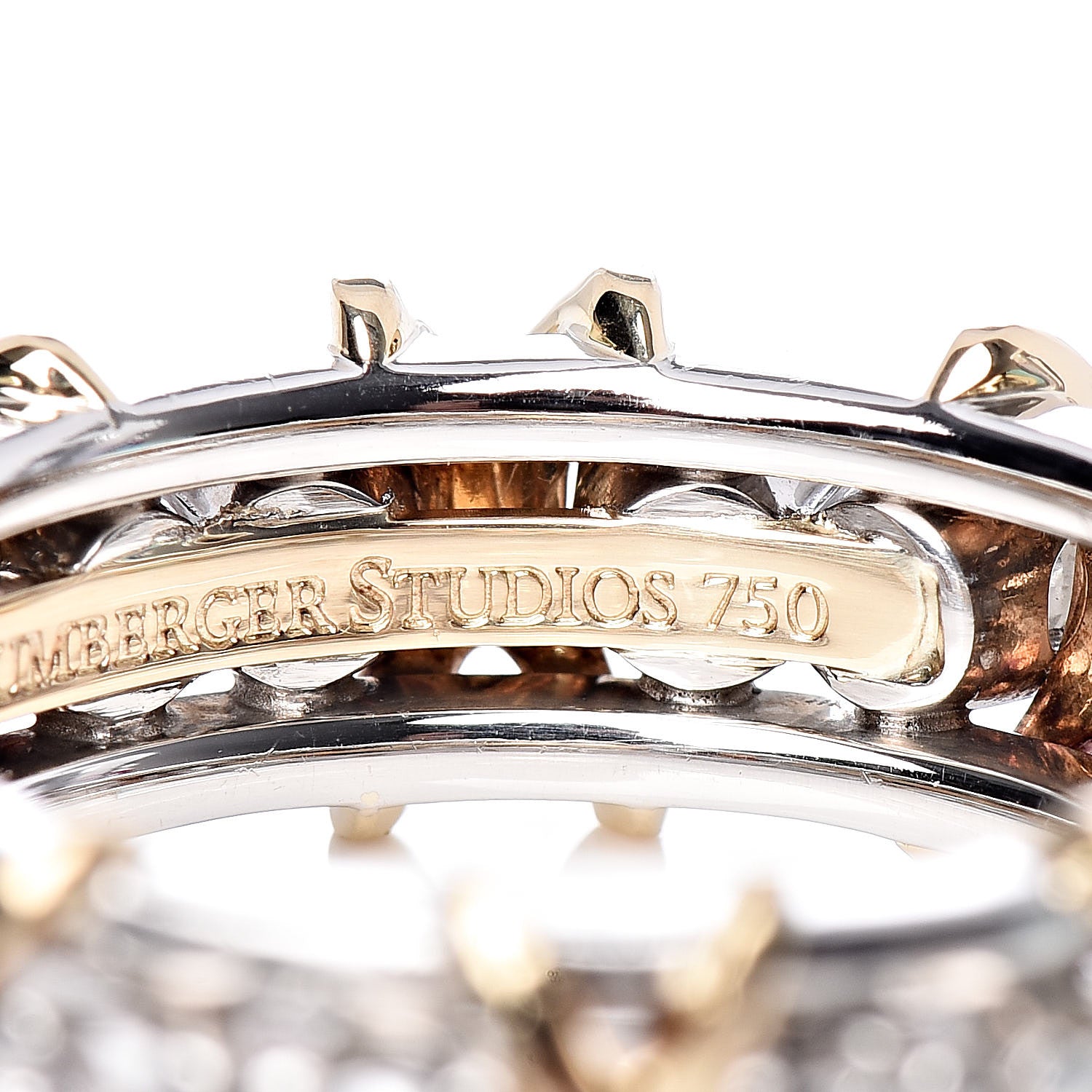 Tiffany 18K Yellow Gold Platinum Diamond Schlumberger Sixteen Stone Ring 50 5.5 5 of 8
