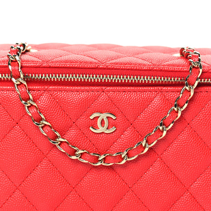 Chanel Caviar Quilted Small Vanity Case With Chain Red 8 of 11