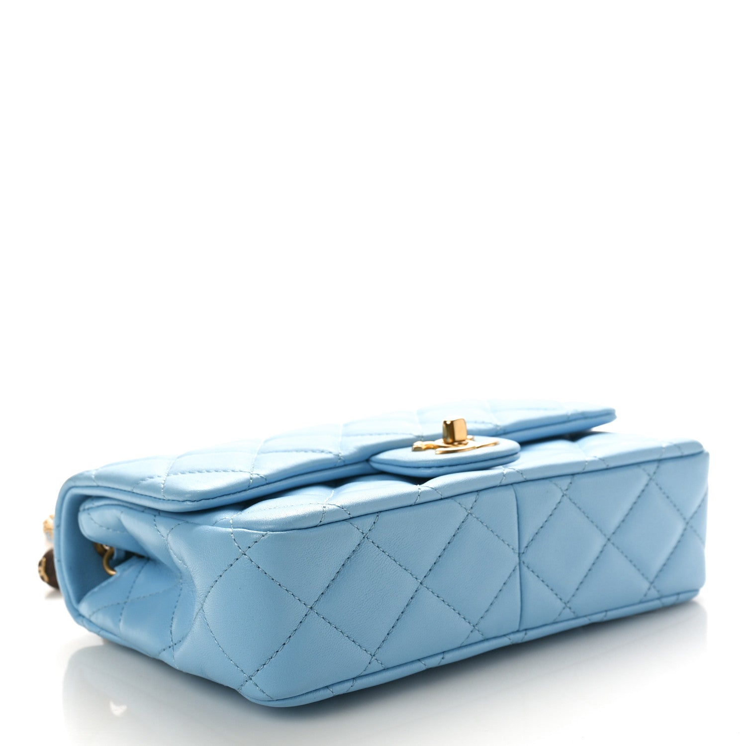 Chanel Lambskin Quilted Small Wenge Wood Flap Light Blue 4 of 10