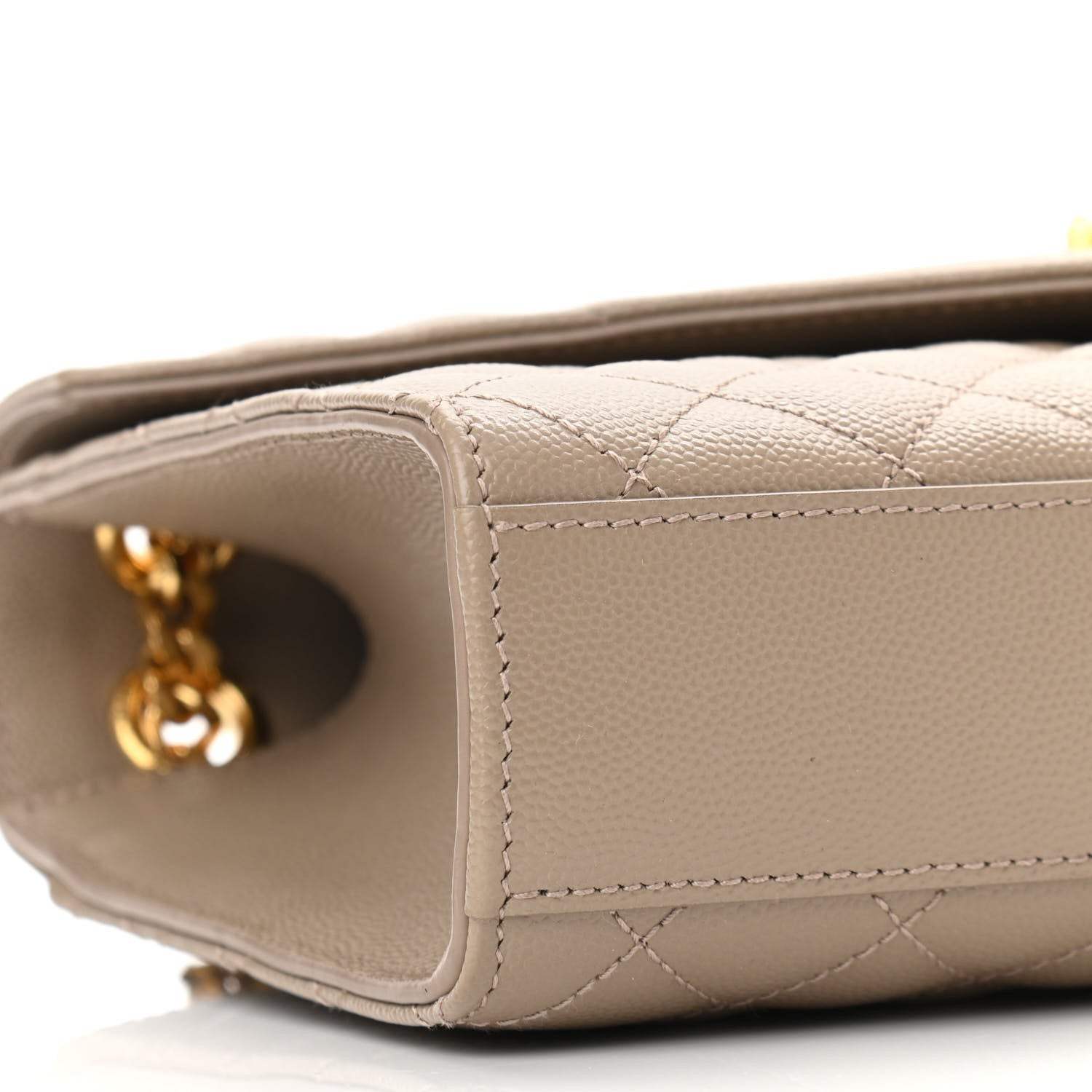 Saint Laurent Grain De Poudre Textured Mixed Matelasse Medium Triquilt Monogram Satchel Dark Beige 7 of 10