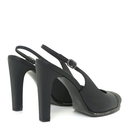 Chanel Crystal Cap Toe Slingback Pumps 38.5 Marine Gris Fonce 5 of 17