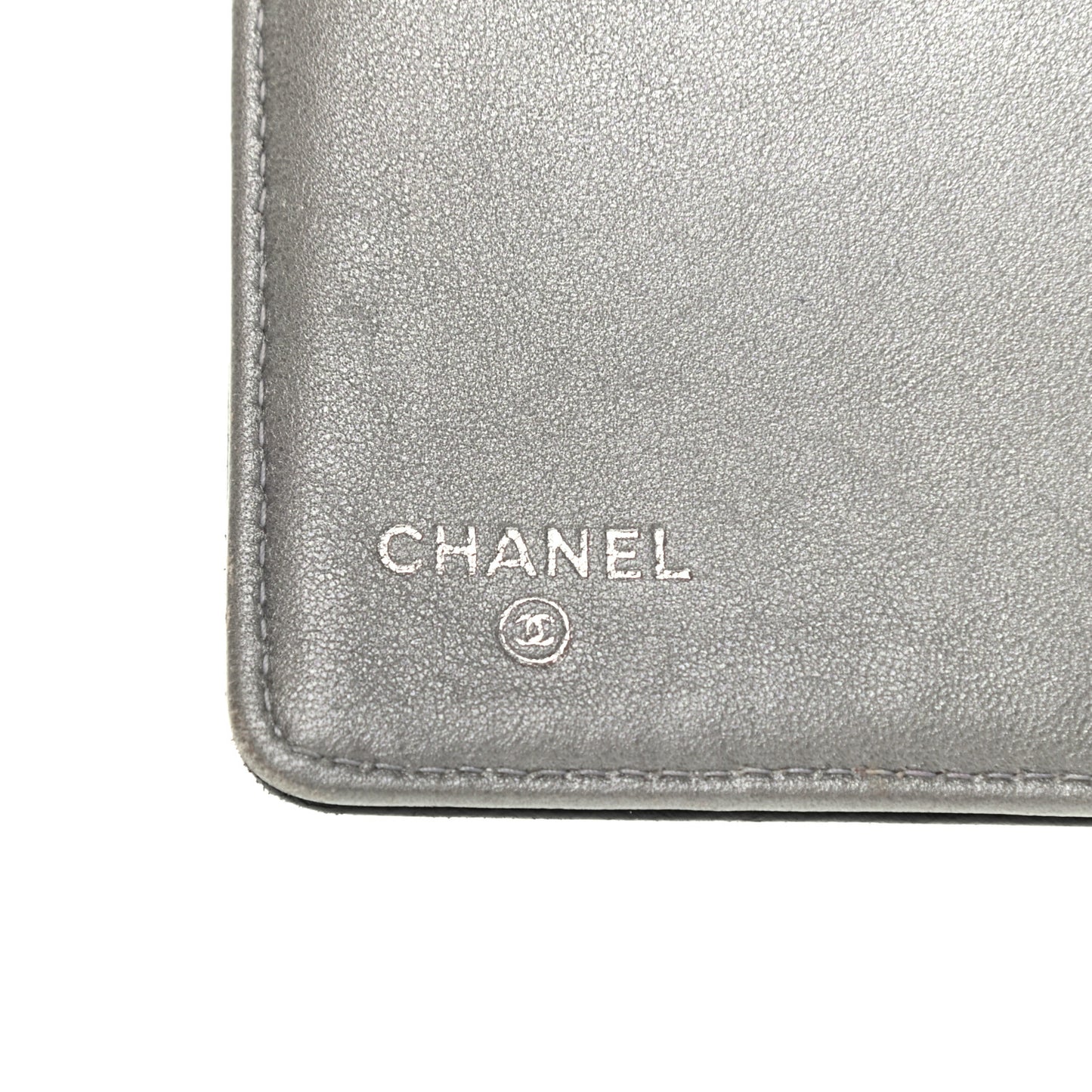 Lambskin Camellia Embossed Yen Wallet Black