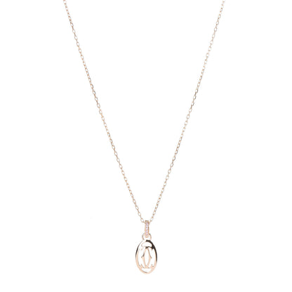 Cartier 18K Pink Gold Diamond Logo Pendant Necklace 1 of 6
