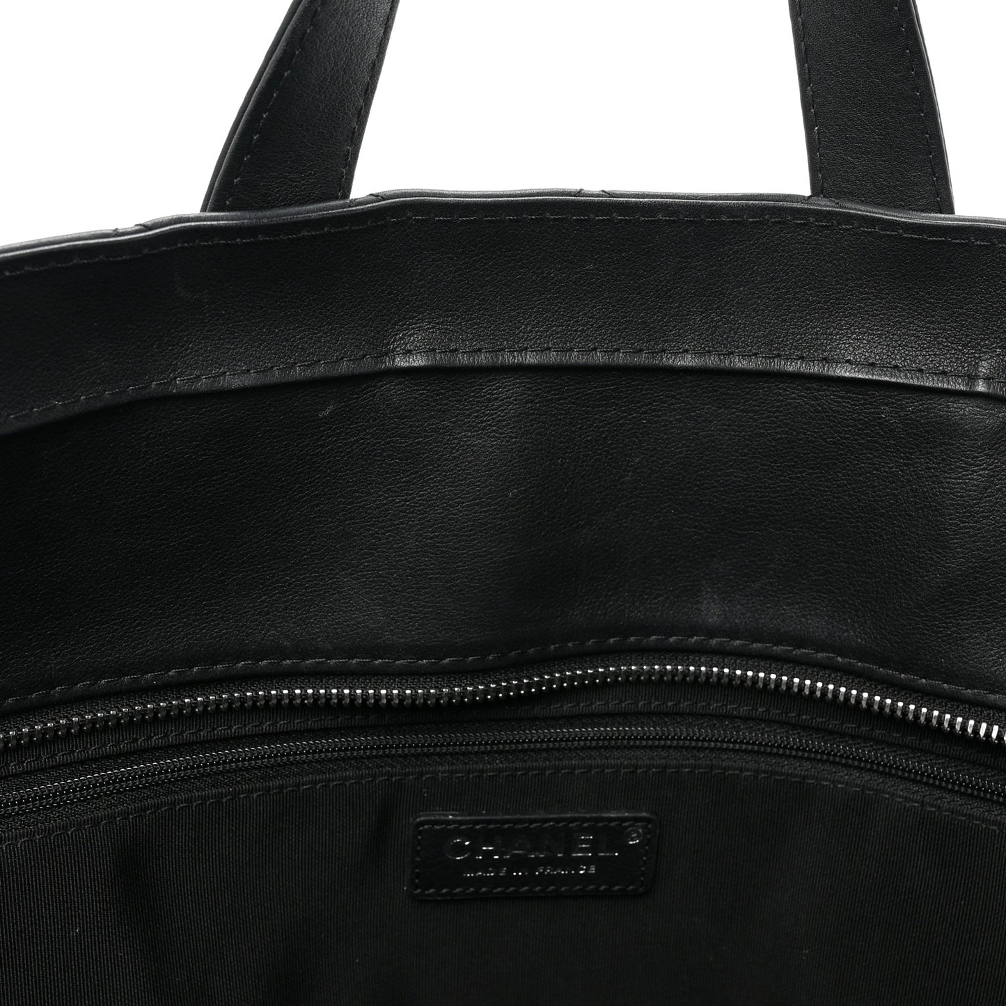 Calfskin Quilted Ultra Pocket Shopping Tote Black