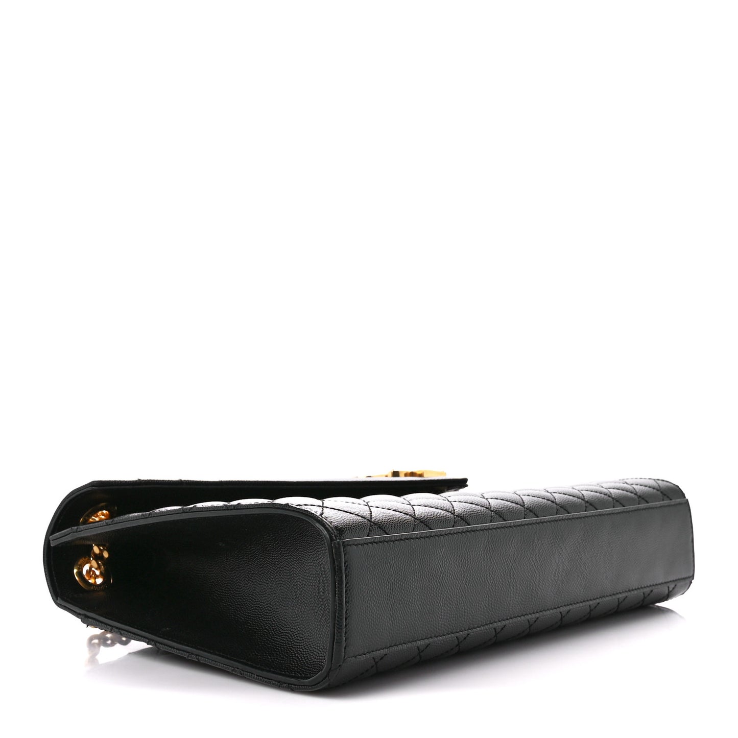 Grain De Poudre Textured Mixed Matelasse Large Triquilt Monogram Satchel Black