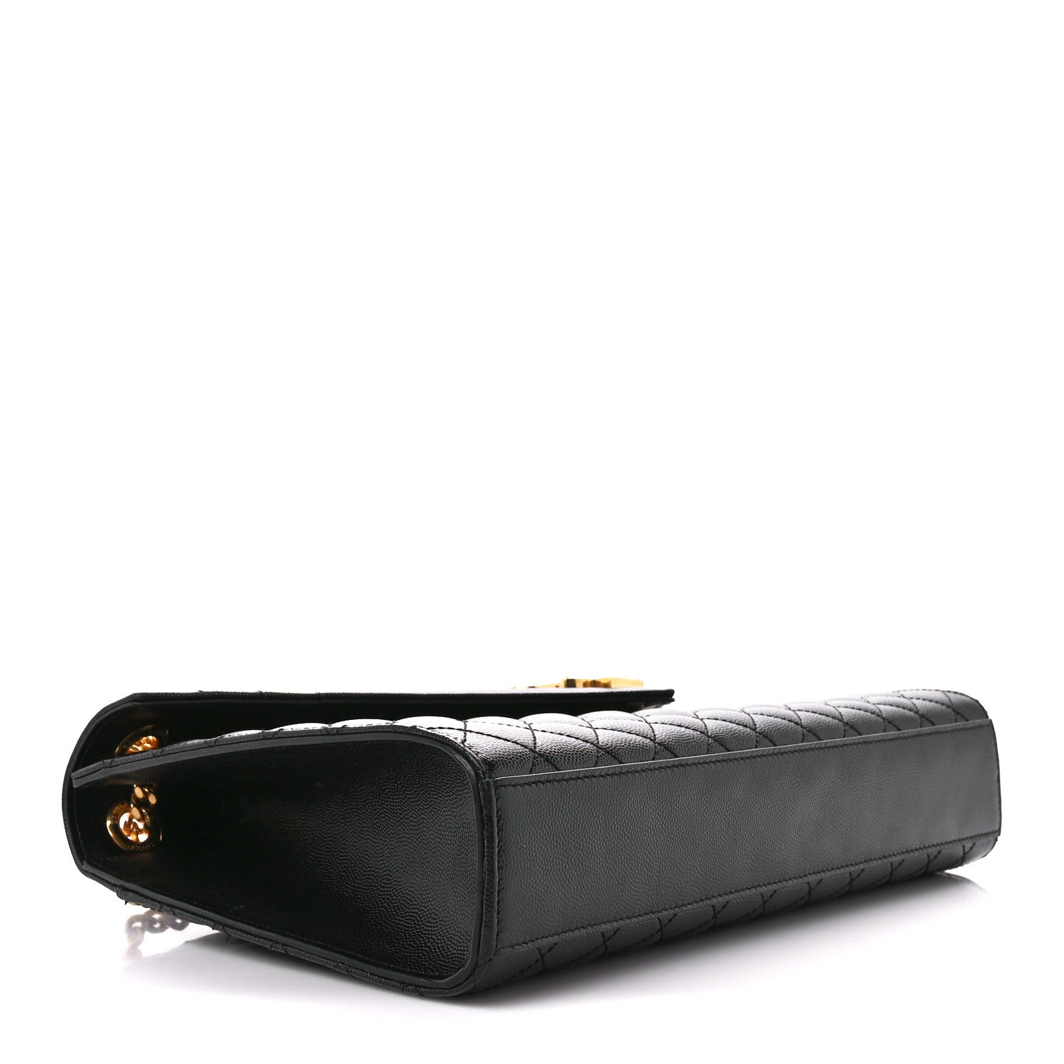 Saint Laurent Grain De Poudre Textured Mixed Matelasse Large Triquilt Monogram Satchel Black 4 of 11