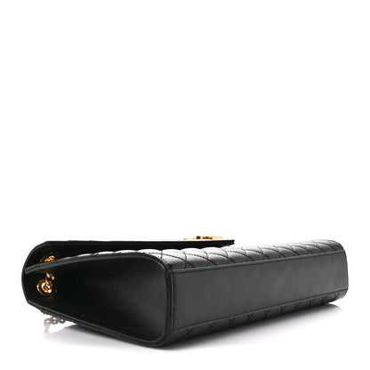 Saint Laurent Grain De Poudre Textured Mixed Matelasse Large Triquilt Monogram Satchel Black 4 of 11