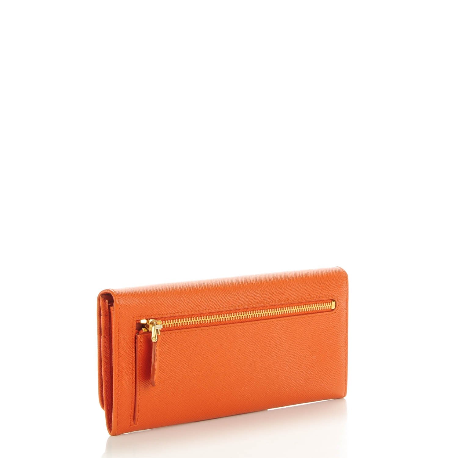 Prada Saffiano Metal Continental Flap Wallet Papaya 3 of 8