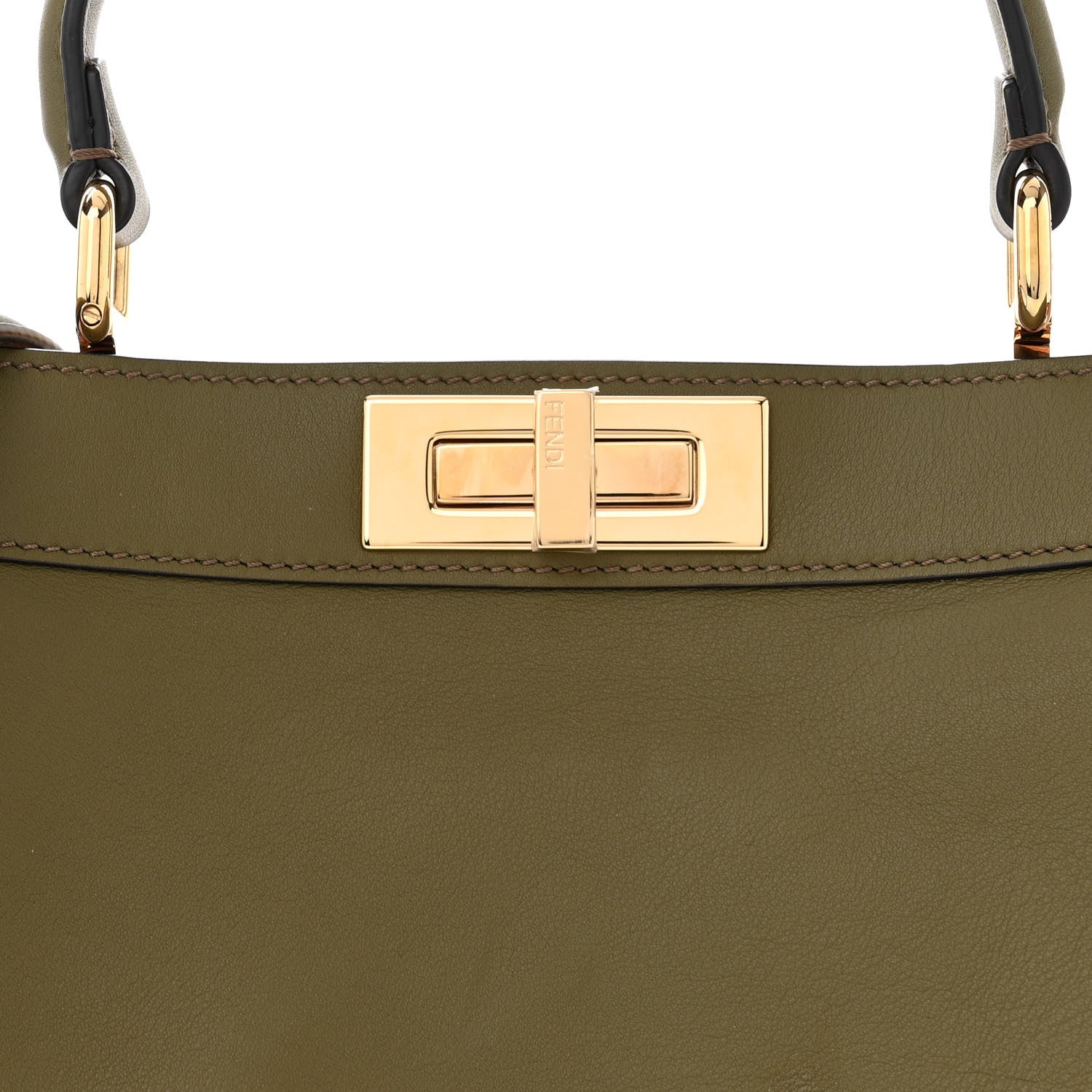 Fendi Vitello Seta Shiny Nappa Medium Peekaboo I SEE U Satchel Avocado Light Rose 8 of 12