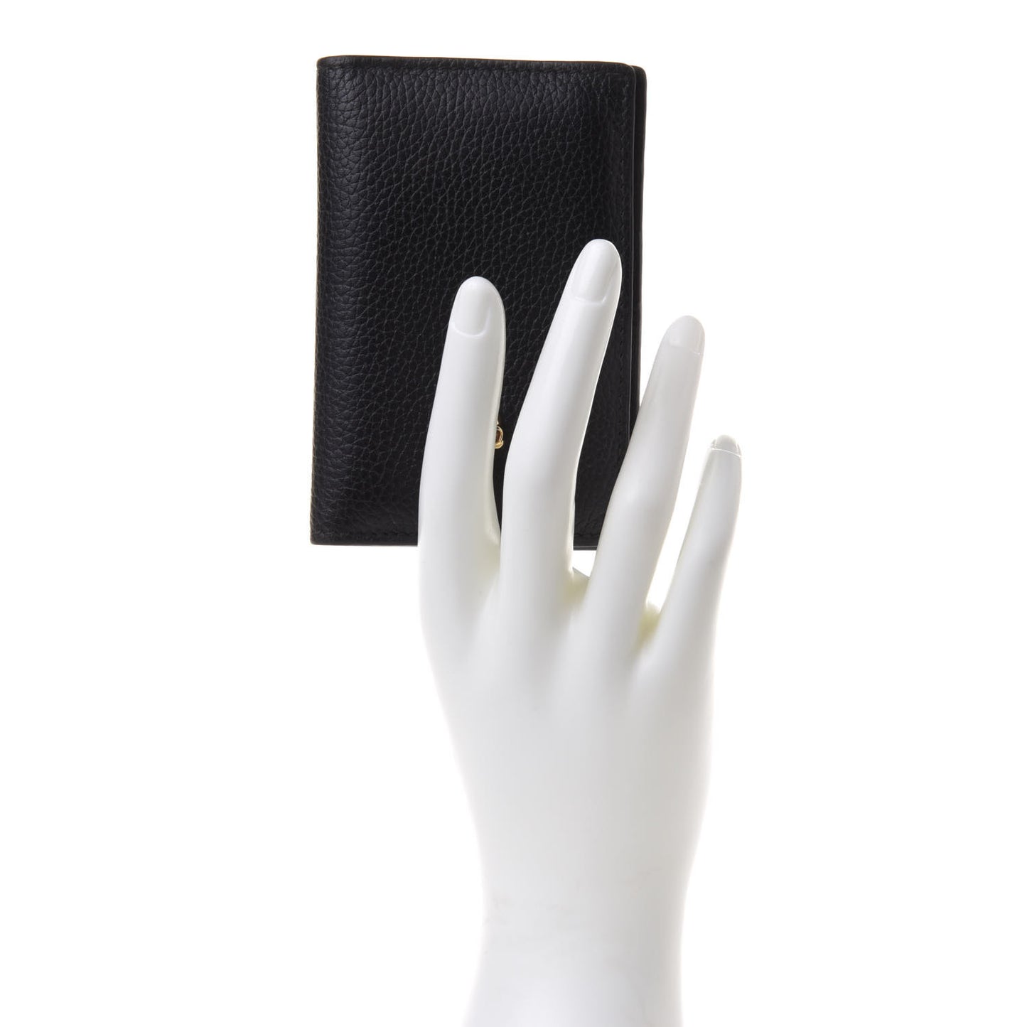 Grained Calfskin Skull Card Holder Black
