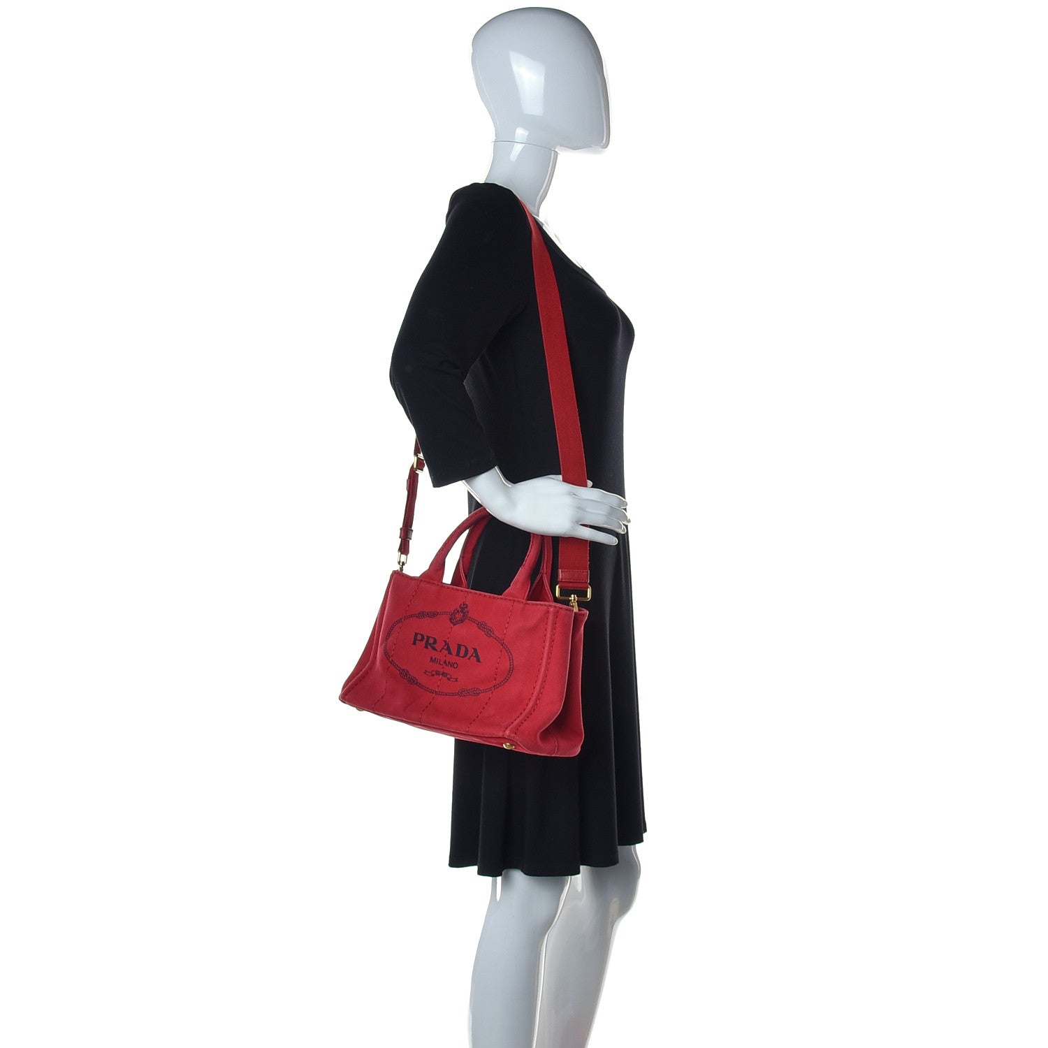 Prada Canapa Small Logo Tote Rosso 2 of 8