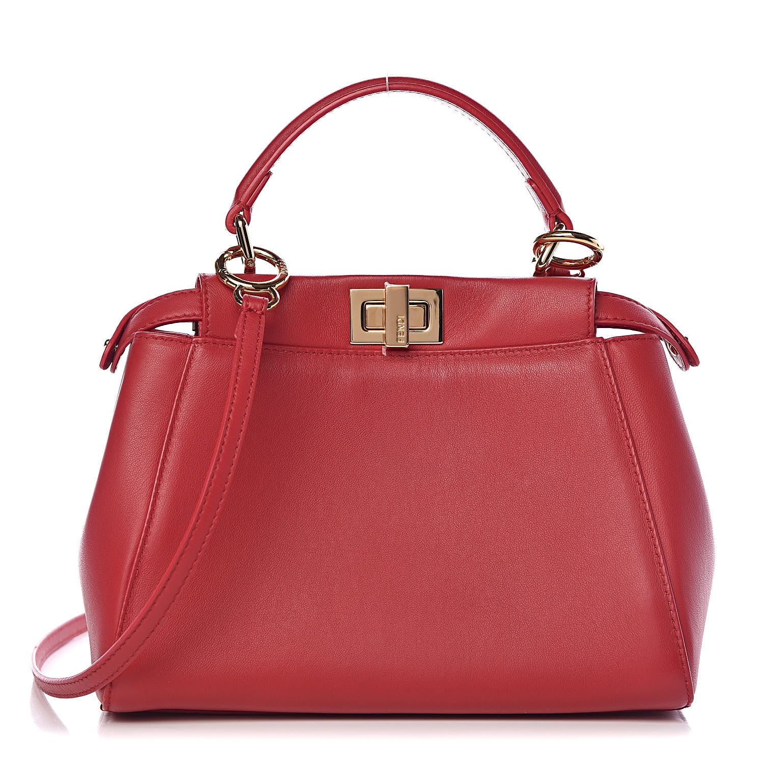 Fendi Nappa Mini Peekaboo Iconic Satchel Fragola 1 of 10