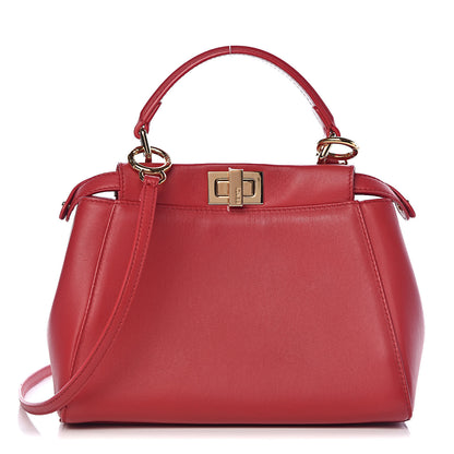 Fendi Nappa Mini Peekaboo Iconic Satchel Fragola 1 of 10