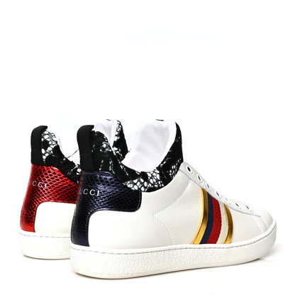 Gucci Calfskin Lace Ayers Sylvie Web Womens New Ace High Top Sneakers 36.5 White 4 of 7