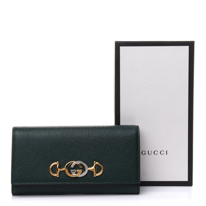 Gucci Grainy Calfskin Zumi Continental Wallet Vintage Green 10 of 10