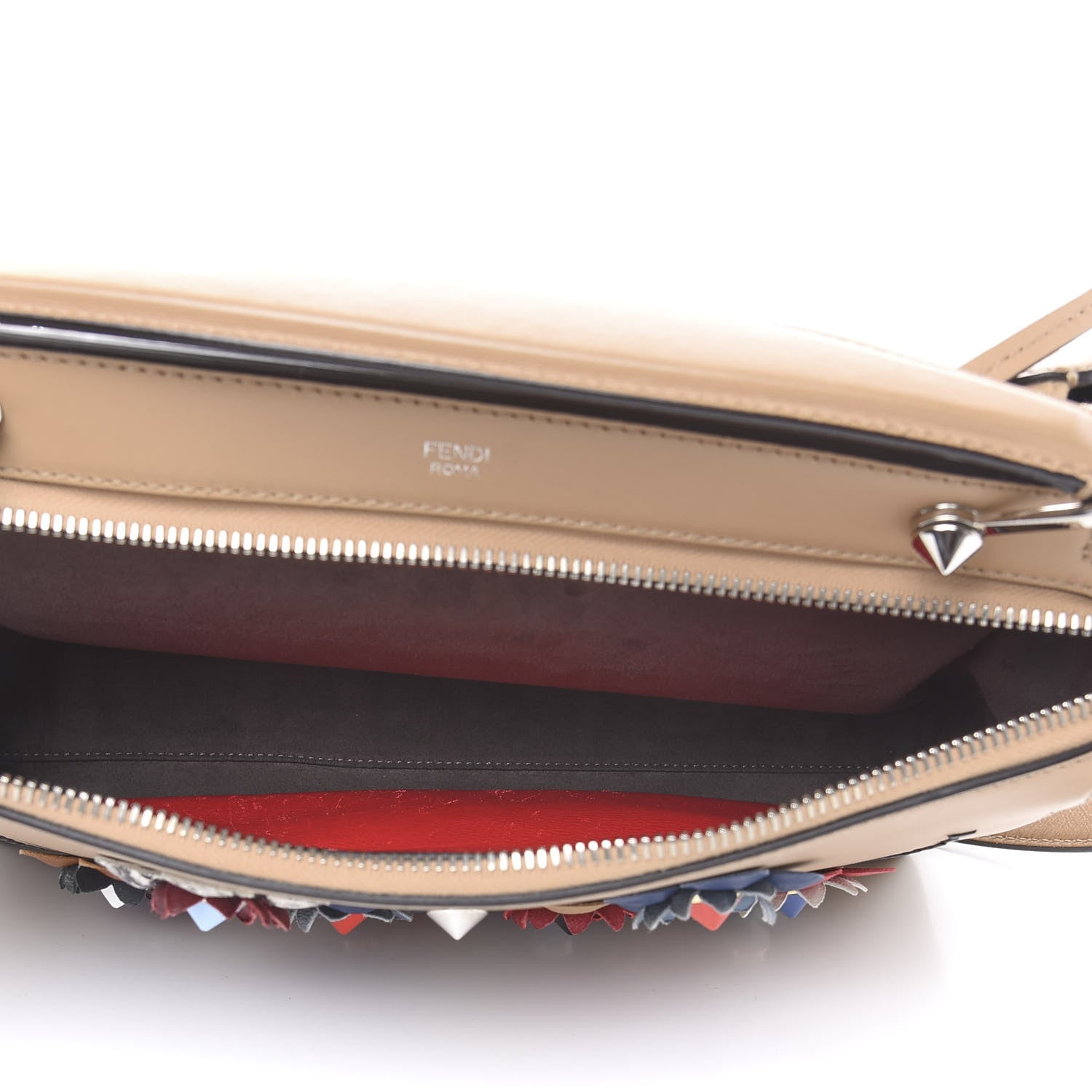 Fendi Calfskin Flowerland Studded Dotcom Satchel Cuoio Multicolor 5 of 13