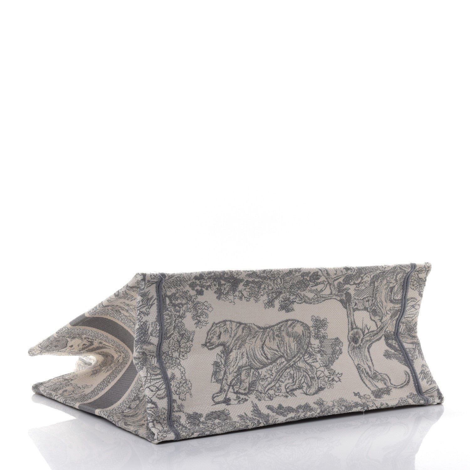Christian Dior Canvas Embroidered Medium Dioriviera Toile De Jouy Book Tote Gray 3 of 4