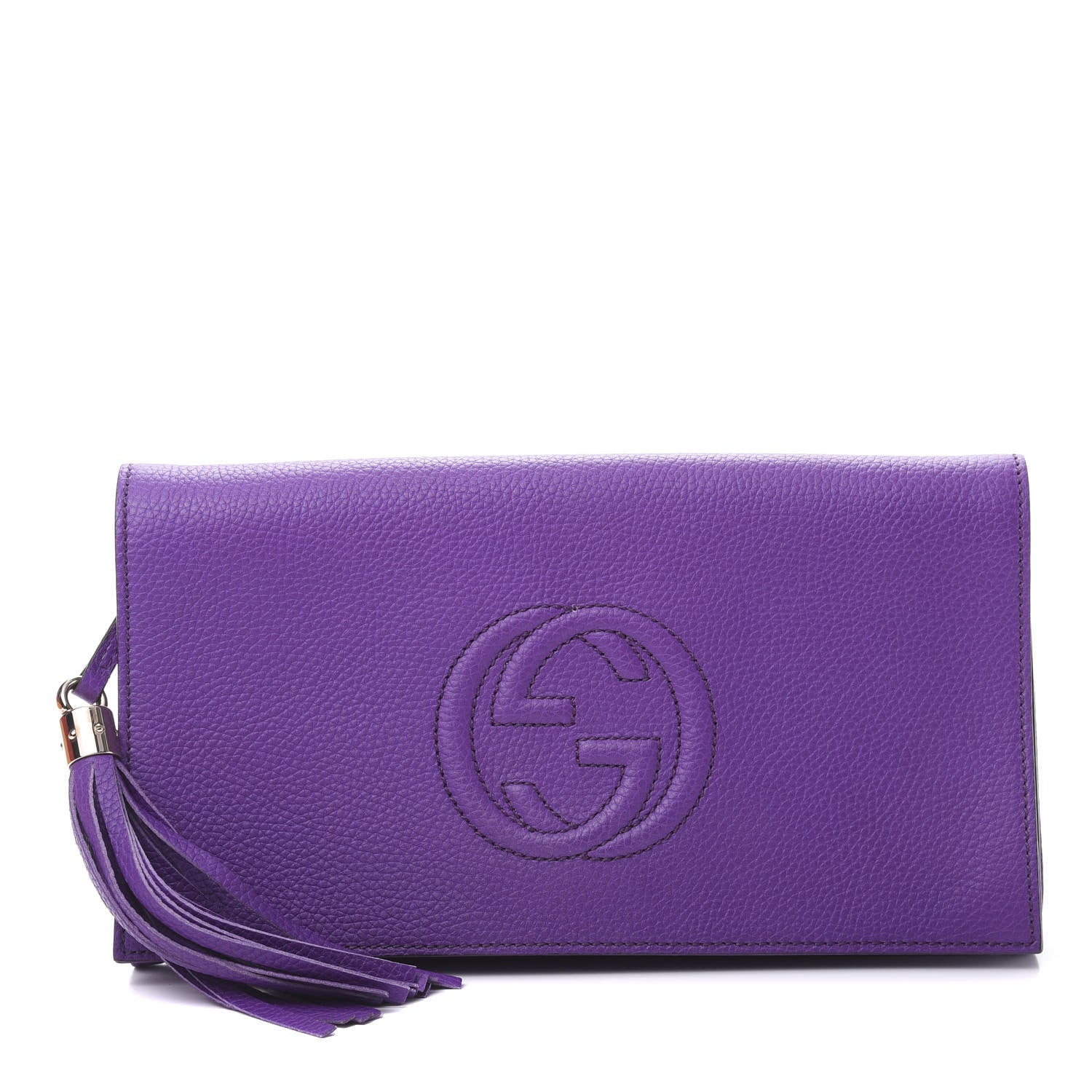 Gucci Pebbled Calfskin Medium Soho Clutch Shine Purple 1 of 11