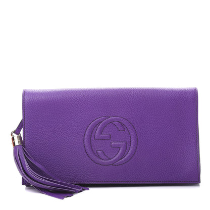 Gucci Pebbled Calfskin Medium Soho Clutch Shine Purple 1 of 11
