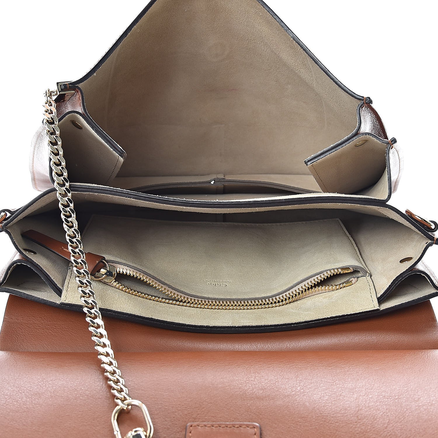 Chloe Suede Calfskin Medium Faye Shoulder Bag Tobacco 5 of 12